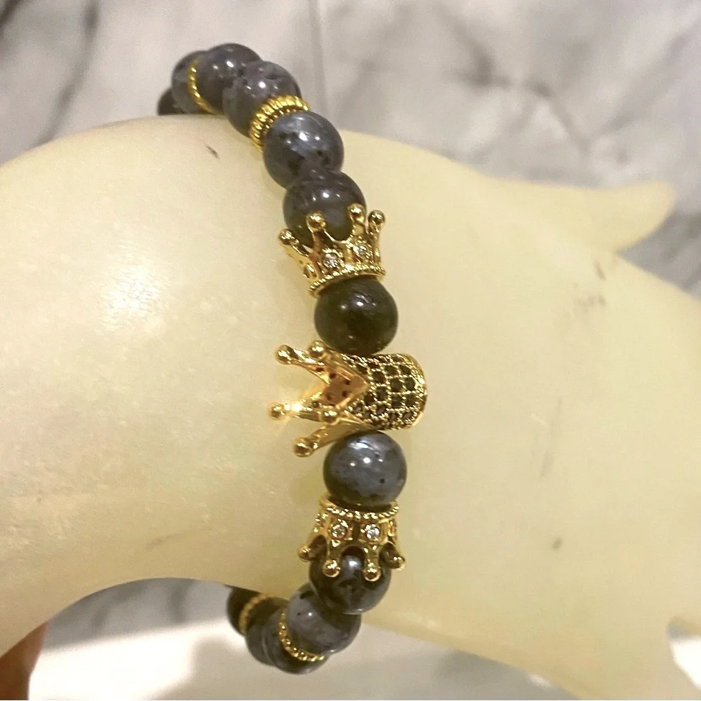 Grey laboradorite beaded natural stone - Picture 5 of 6